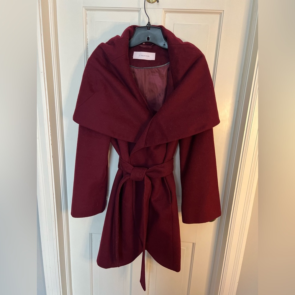 Excellent Used Condition Tahari Wool blend wrap coat